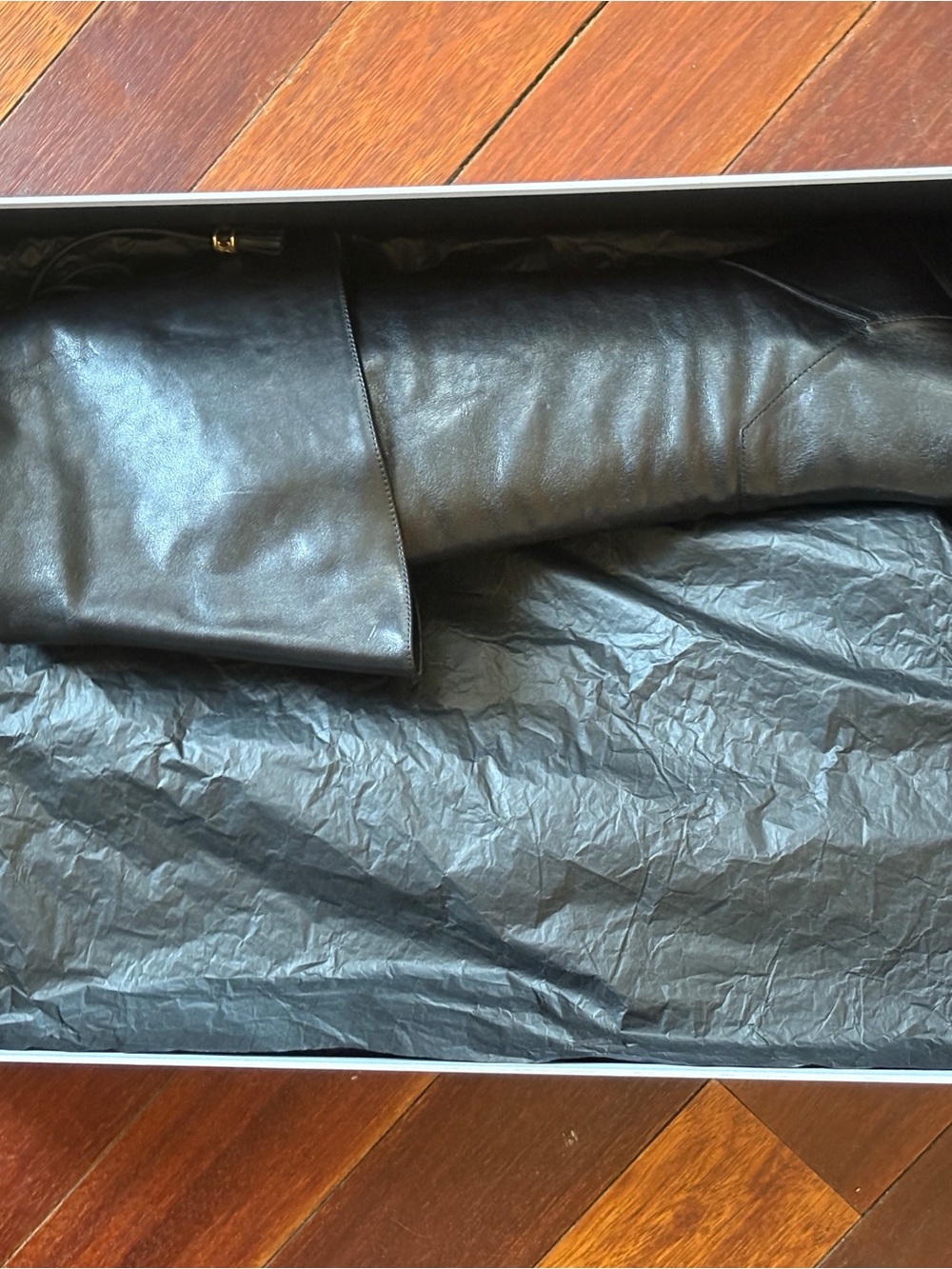 Celine Black Leather Over-the-Knee Folded Cuff Boots - Picture 3 of 7